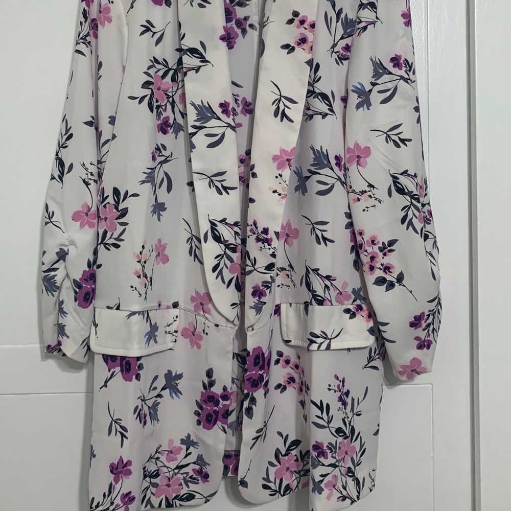 Purple and white floral blazer